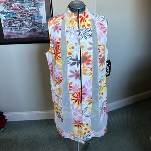 NWT Berek S M L Long Floral Vest Summer Light Mesh Swim Suit Cover Up Beach